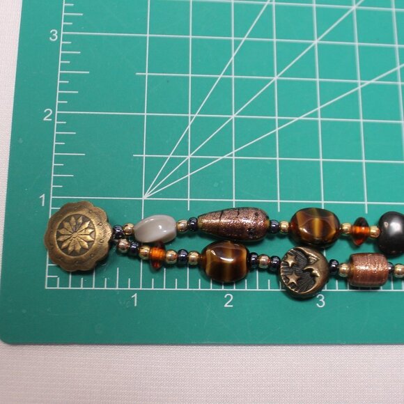 Two Strand Glass Bead Bracelet w/Brass Clasp - Picture 7 of 11